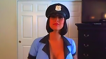 Voluptuous Brunette Officer Indulges In Solo Play On Webcam