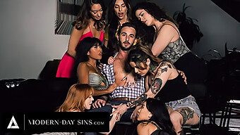 Ember Snow And Madi Collins Engage In Oral And Anal Sex With Their Support Group Members In A Modern-Day Orgy