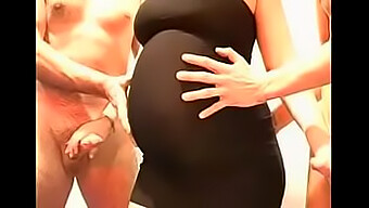 German Amateur Pregnant Woman Gets Gangbanged In Black Dress