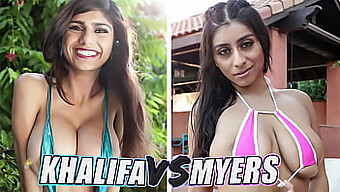 Големите Задници На Mia Khalifa И Violet Myers Вървят Главата До Главата В Рунд Две